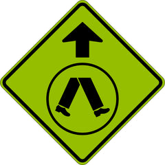 Uniform Safety Signs - 750x750mm - Aluminium - Class 1 - Reflective - Lime Green - Pedestrians Crossing Ahead | W6-2B