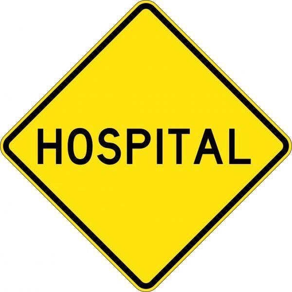 Uniform Safety Signs - 600x600mm - Aluminium - Class 1 - Reflective - Hospital | W6-6A
