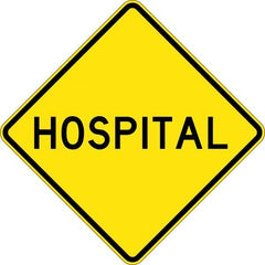 Uniform Safety Signs - 600x600mm - Aluminium - Class 1 - Reflective - Hospital | W6-6A