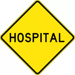 Uniform Safety Signs - 900x900mm - Aluminium - Class 1 - Reflective - Hospital | W6-6C