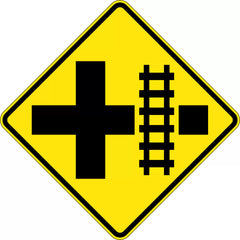 Uniform Safety Signs - 600x600mm - Aluminium - Class 1 - Reflective - Train Crossing Intersection Right | W7-13A(R)