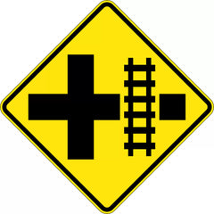 Uniform Safety Signs - 900x900mm - Aluminium - Class 1 - Reflective - Train Crossing Intersection Right | W7-13C(R)