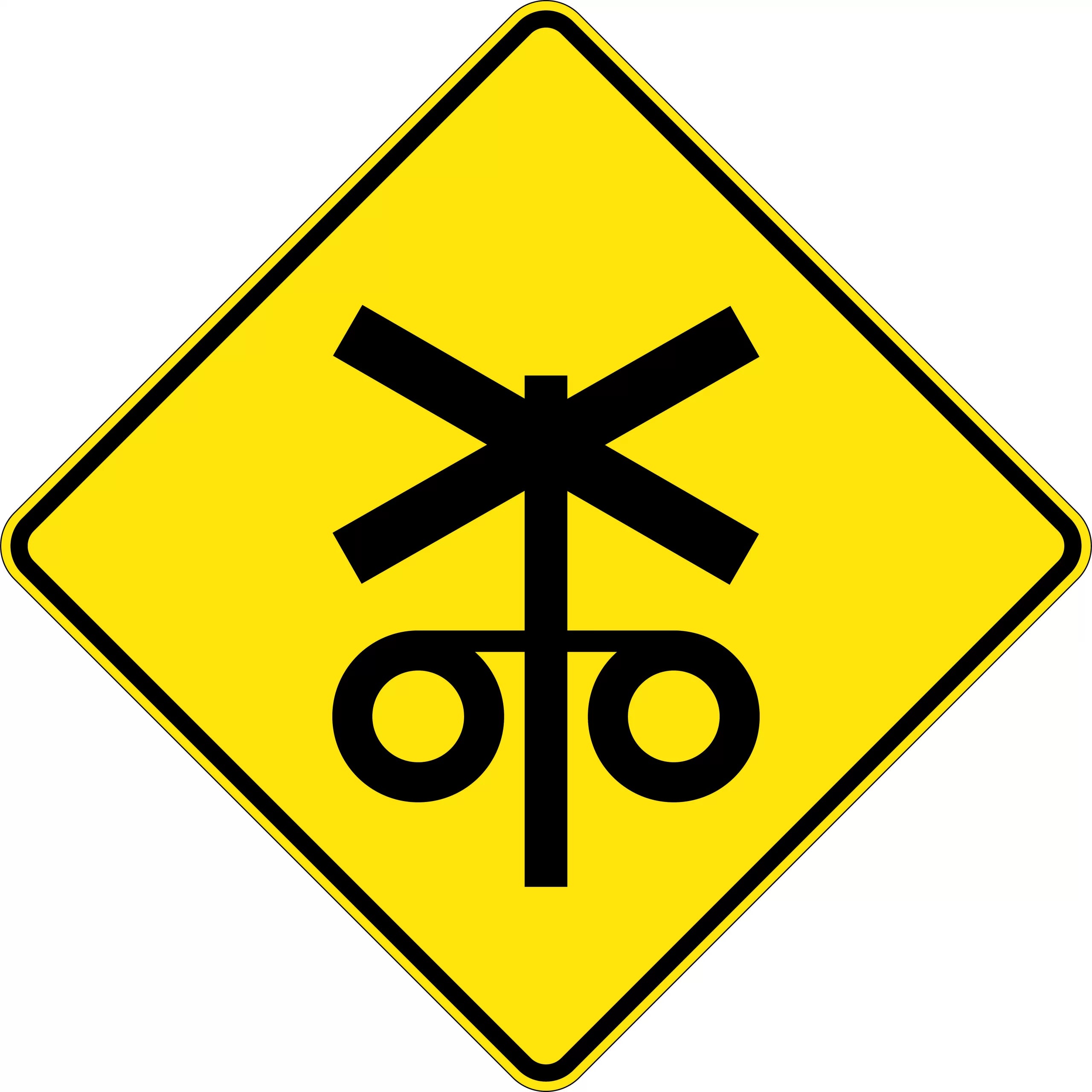Uniform Safety Signs - 750x750mm - Aluminium - Class 1 - Reflective - Railway Level Crossing Flashing Signal Ahead | W7-4B