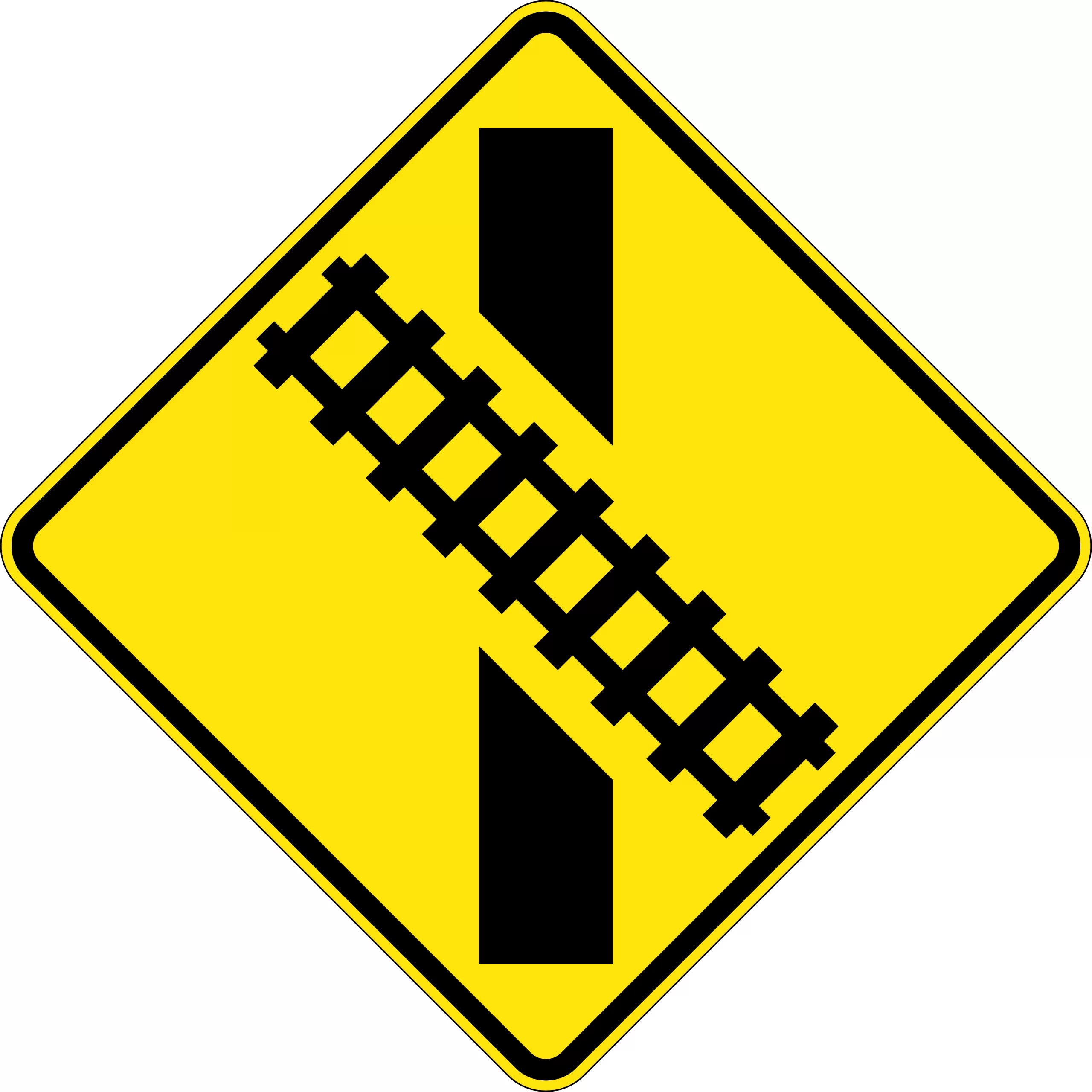 Uniform Safety Signs - 900x900mm - Aluminium - Class 1 - Reflective - Train Crossing Right Angle | W7-8C