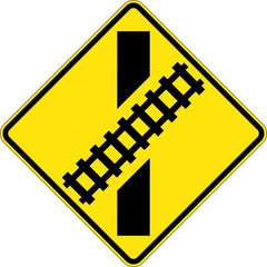 Uniform Safety Signs - 600x600mm - Aluminium - Class 1 - Reflective - Train Crossing Angle Right | W7-9A(R)