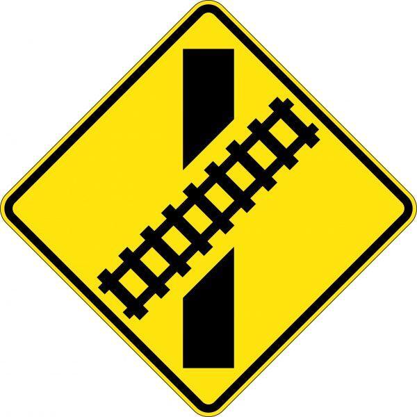 Uniform Safety Signs - 750x750mm - Aluminium - Class 1 - Reflective - Train Crossing Angle Left | W7-9B(L)