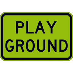 Uniform Safety Signs - 900x600mm - Aluminium - Class 1 - Reflective - Lime Green - Play Ground | W8-13C