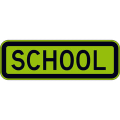 Uniform Safety Signs - 900x300mm - Aluminium - Class 1 - Reflective - Lime Green - School | W8-14C