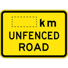 Uniform Safety Signs - 800x625mm - Aluminium - Class 1 - Reflective - __km Unfenced Road | W8-204C