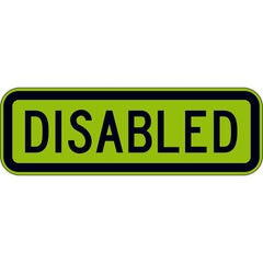 Uniform Safety Signs - 750x250mm - Aluminium - Class 1 - Reflective - Lime Green - Disabled | W8-20B