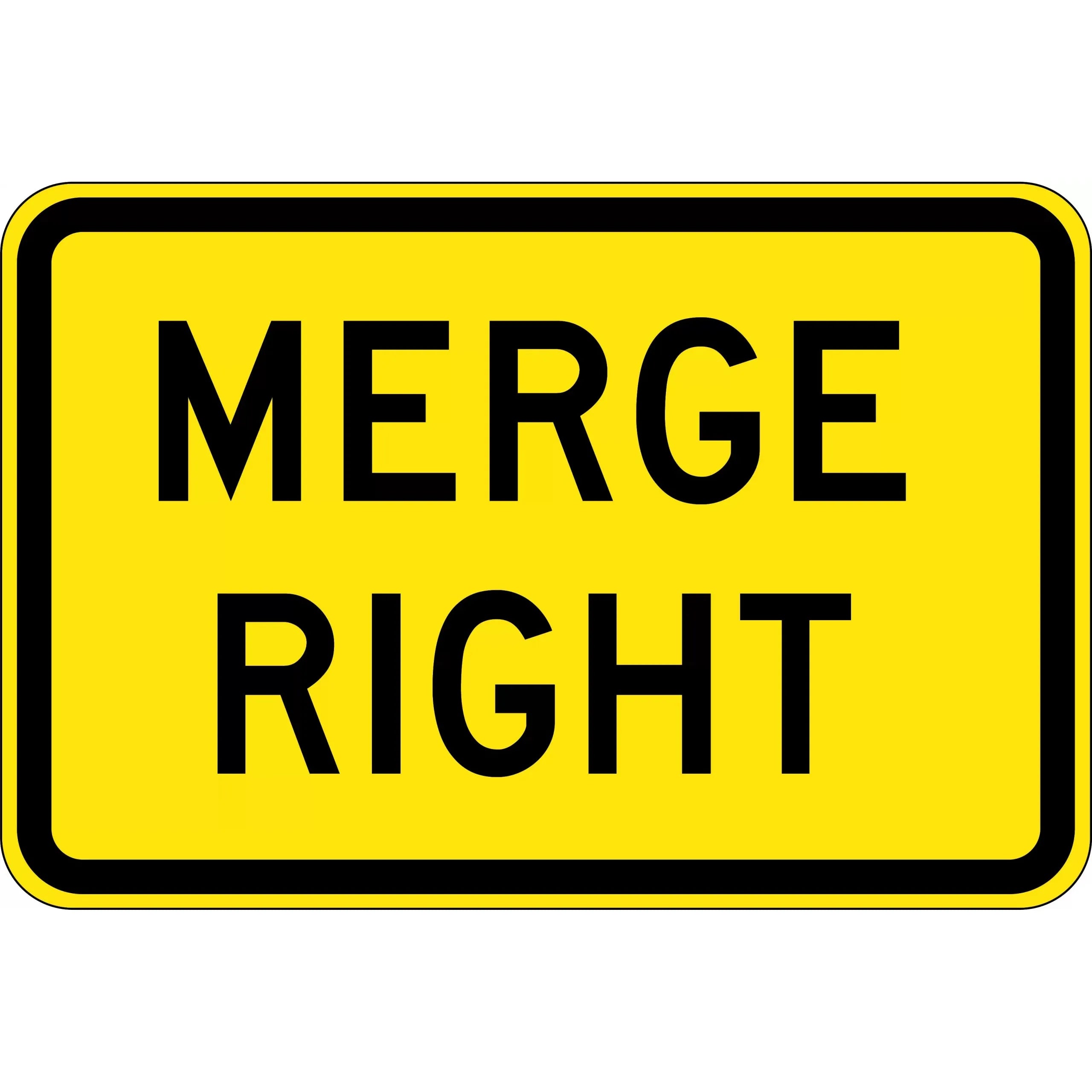 Uniform Safety Signs - 900x600mm - Aluminium - Class 1 - Reflective - Merge Right | W8-215-1C