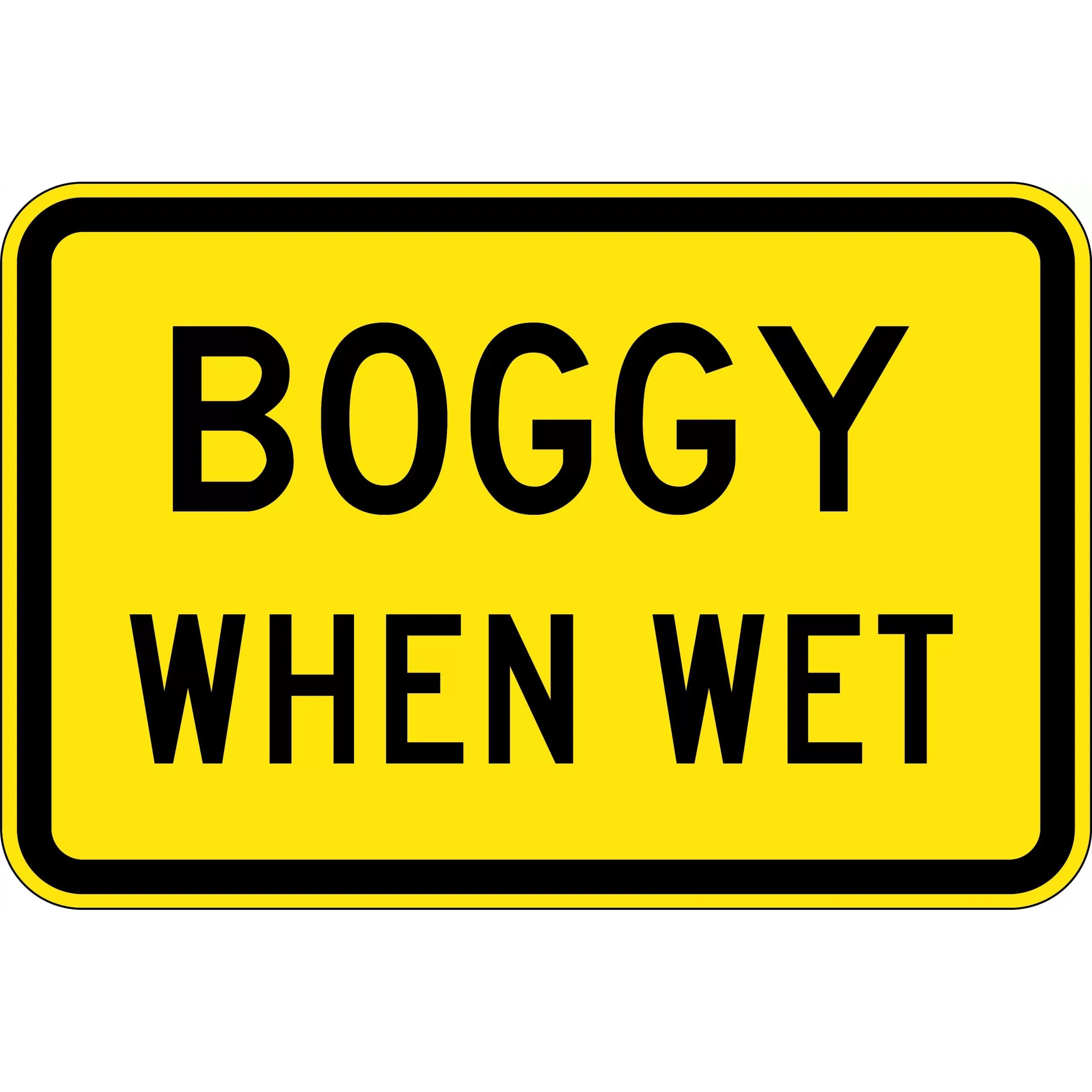 Uniform Safety Signs - 900x600mm - Aluminium - Class 1 - Reflective - Boggy When Wet | W8-21C