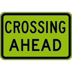 Uniform Safety Signs - 750x500mm - Aluminium - Class 1 - Reflective - Lime Green - Crossing Ahead (For Use Only With W6-3) | W8-22B