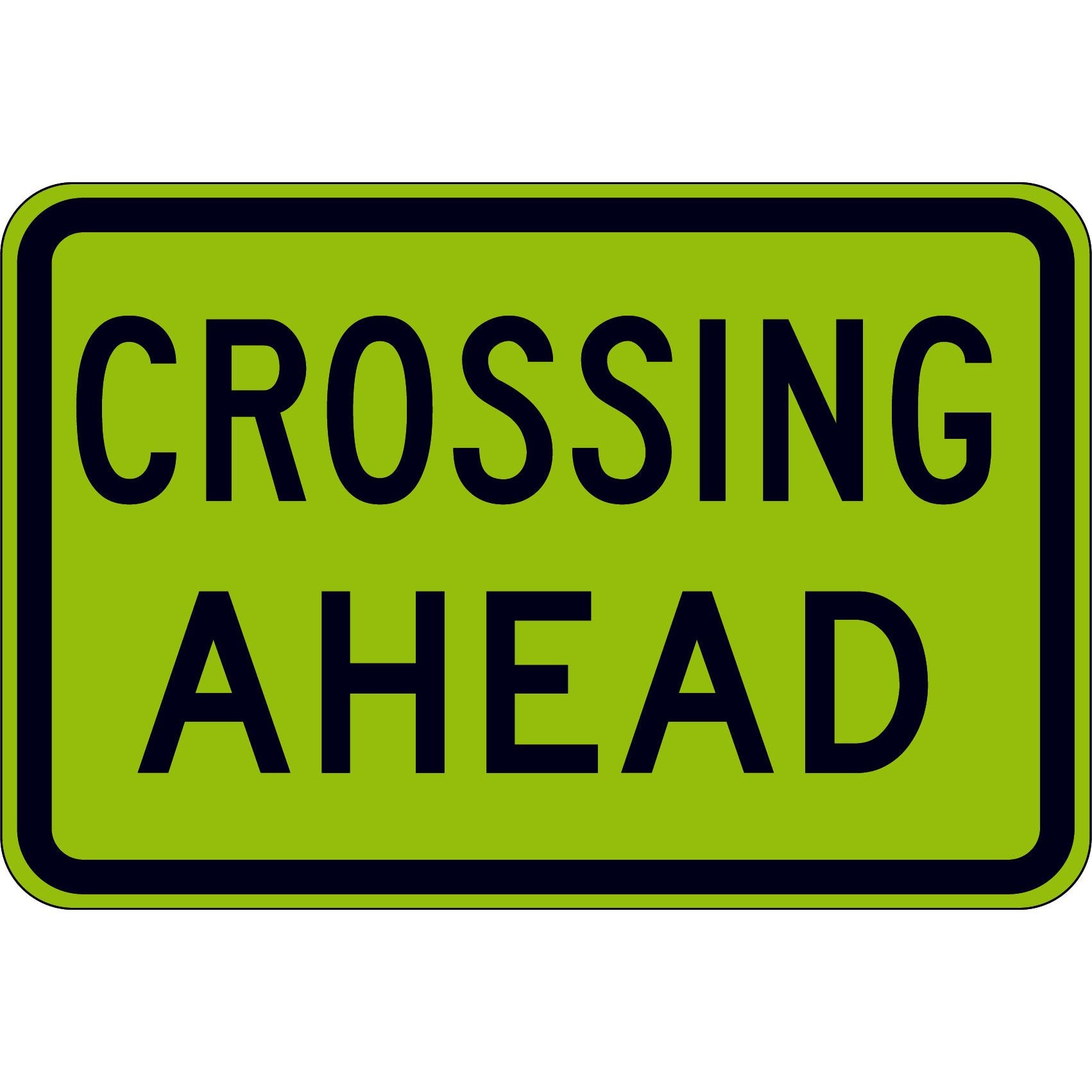 Uniform Safety Signs - 900x600mm - Aluminium - Class 1 - Reflective - Lime Green - Crossing Ahead (For Use Only With W6-3) | W8-22C