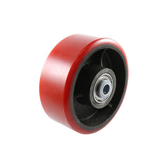 EHI - 125mm Red Urethane On Cast Iron Wheel Precision Bearing 410kg Capacity | W85K125