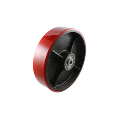 EHI - 200mm Red Urethane On Cast Iron Wheel Precision Bearing 570kg Capacity | W85K200