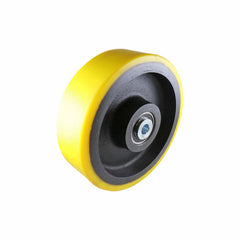 EHI - 250mm Yellow Urethane On Cast Iron Wheel Precision Bearing 2000kg Capacity | W91K250