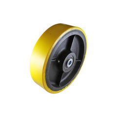 EHI - 300mm Yellow Urethane On Cast Iron Wheel Precision Bearing 2000kg Capacity | W91K300