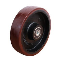 EHI - 250mm Red Urethane On Cast Iron Wheel Precision Bearing | W95K250