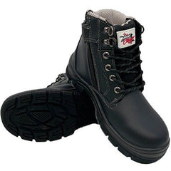 Maxisafe - Cougar Wang 6" Black Lace Up Side Zip Collar Boot Non Safety | WANGNS