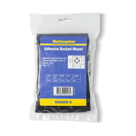 Alco - CBL TIE MNT 5mm TIE 28mm SQ ADH 100P BLK | WATAAM2-B