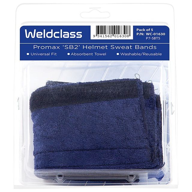 Weldclass - Sweatband PROMAX SB2 Towelling With Hook & Loop (Universal Suits Most Helmets) Pk5 | WC-01630