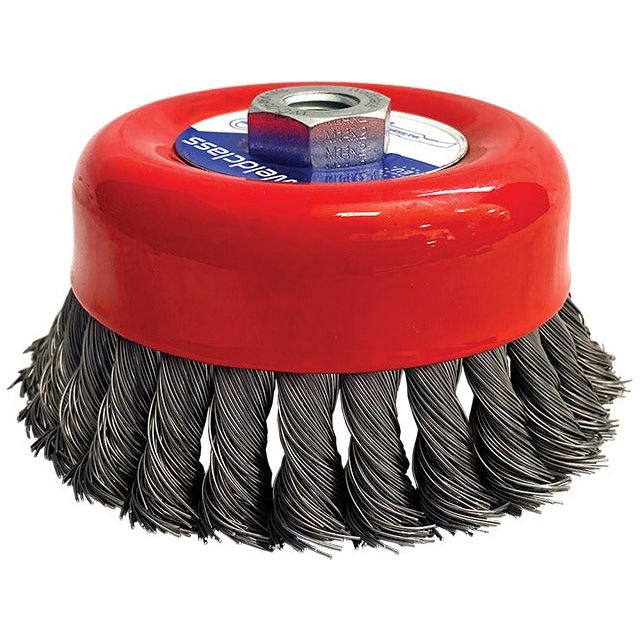 Weldclass - Wire Brush Cup Twist-Knot 120mm M14x2 Mild-Steel | WC-06464