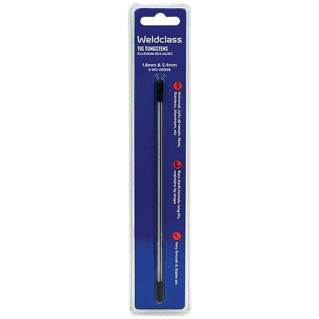 Weldclass - TIG Tungsten PLATINUM RE4 (Purple Tip) Suit All Metals Blister Pack 1Pc 1.6mm & 1Pc 2.4mm | WC-06509