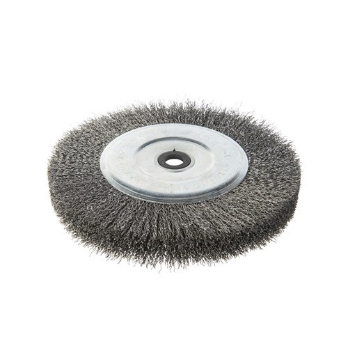 Union Wheel Brush Crimped High Carbon Steel 0.3mm Wire x 150mm Dia x 20mm Wide x 25mm Bore - Carded