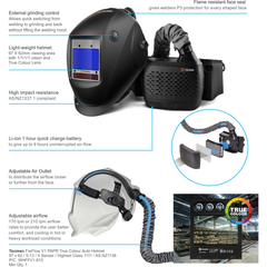 Weldtronic - TM. FreFlow V1 800 PAPR System.
800S ADF / Variable Shade 9-13 / Viewing Area 97x62 / Class 1112 | WHFFV1.800