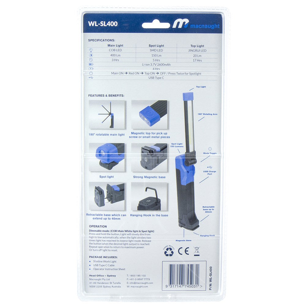 Macnaught - Slimline Worklight Lumens