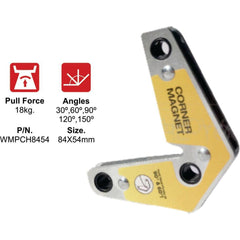 Weldtronic - Magnetic Corner Holder 84x54mm 
30°,60°,90°,120°,150° / 18kg | WMCH8454