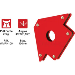 Weldtronic - Magnetic Welding Holder 100mm.
45°,90°,135° / 22kg | WMPH100