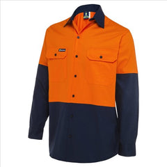 Worksense - Shirt WS Horizontal Vent LS 2Tone Cotton 160 gsm Orange/Navy Size Small | WS00064H8ONC00S