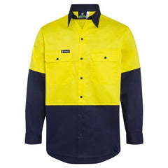 Worksense - Shirt WS Horizontal Vent LS 2Tone Cotton 160 gsm Yellow/Navy Size 4XL | WS00064H8YNR4XL