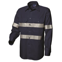 Worksense - Shirt Op Frt Rw Cot Ls Rt1 Navy Size Medium | WS0918441NND00M