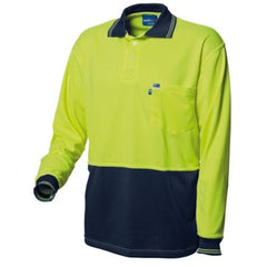 Worksense - Shirt Polo Koolmesh Ls Lime/Navy Size 4XL | WS9186471LNR4XL