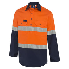 Worksense - Shirt Cls Frt Rw Cot Ls Rt1 Orange/Navy Size Large | WS9186442ONE00L