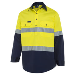 Worksense - Shirt Cls Frt Rw Cot Ls Rt1 Yellow/Navy Size 3XL | WS9186442YNR3XL