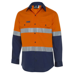 Worksense - Shirt Op Frt Sw Cot Ls Rt1 Orange/Navy Size 5XL | WS9186448ONR5XL