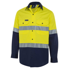 Worksense - Shirt Op Frt Sw Cot Ls Rt1 Yellow/Navy Size XL | WS9186448YNR1XL