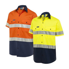 Worksense - Shirt WS Horizontal Vent SS Taped 2Tone Cotton 160gsm Orange/Navy Size 3XL | WS91864H5ONR3XL