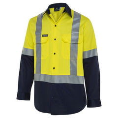 Worksense - Shirt Op Frt Rw Cot Ls Ast H Yellow/Navy Size 4XL | WS9586443YNR4XL
