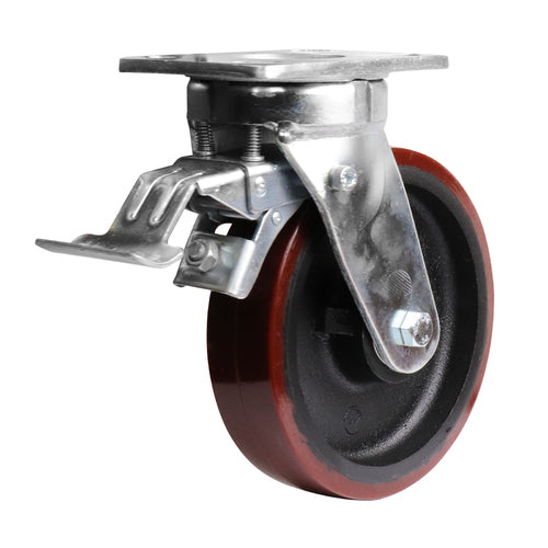 EHI - 200mm Urethane/ci Swivel Plate Brake Castor | X22TZ95K200