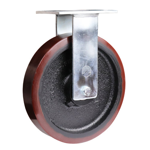 EHI - 250mm Urethane/cast Iron Fixed Plate Castor | X23AZ95K250