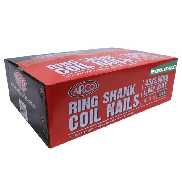 Airco -  Ac45R250-Mgal Ring Shank Coil Nails. Ctn Qty: 9.000 | YA45258R