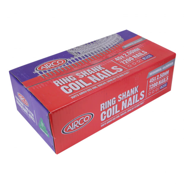 Airco -  C25/45 Ring Mechanical Galv Coil Nails. Ctn Qty: 7.200 | YD45258R