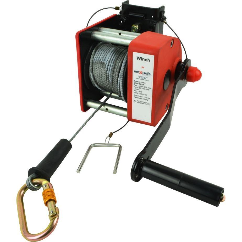 Maxisafe 20m Tripod Winch with Pulley & Mounting Bracket | ZRUP-502-20