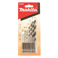 Makita - Brad Point Wood Drill Bit 7Pc Set - 1/4" Hex Drive | D-62371