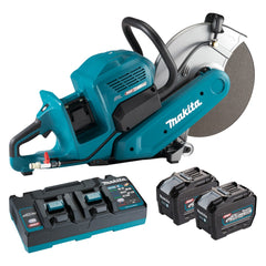 Makita - 80V Max (40Vx2) Brushless 355mm (14") Power Cut - Includes 2 x 8.0Ah Battery & Dual Port Rapid Charger | CE001GL203